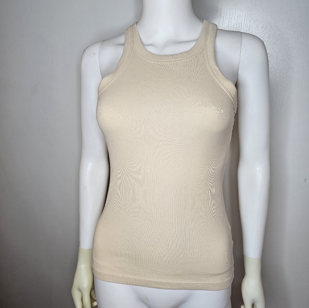 H&M Cream Womens Fitted Tank Top Racerback Size XSmall